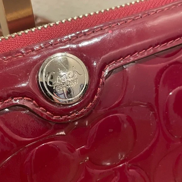 COACH REHAB Project Red and Navy Blue Tote Bag AND Red Patent Long Wallet SET - Picture 10 of 14